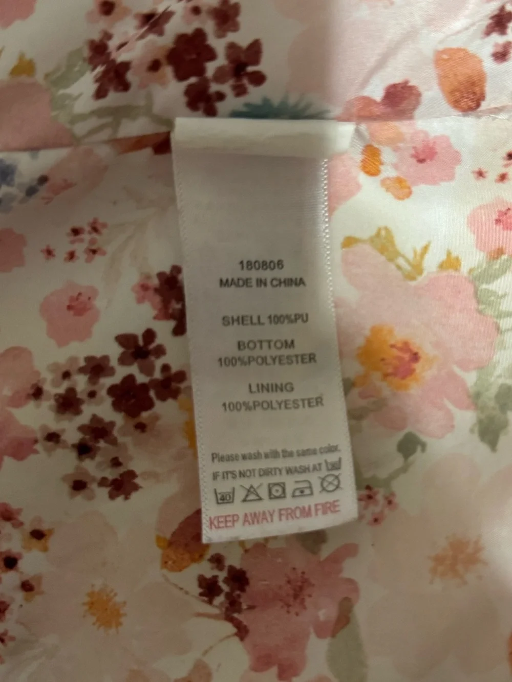 Amazon Kids White Hooded Raincoat with Pink Floral Lining